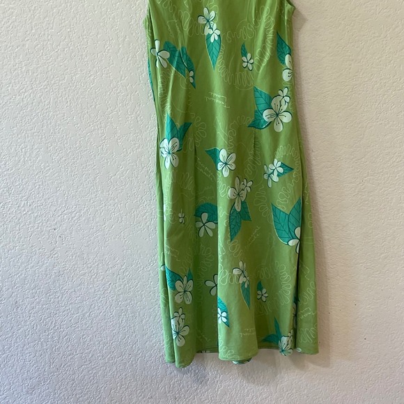 Vintage Hilo Hattie Hawaiian Floral 100% Silk Dress XS Sleeveless Green Tropical - Picture 9 of 9